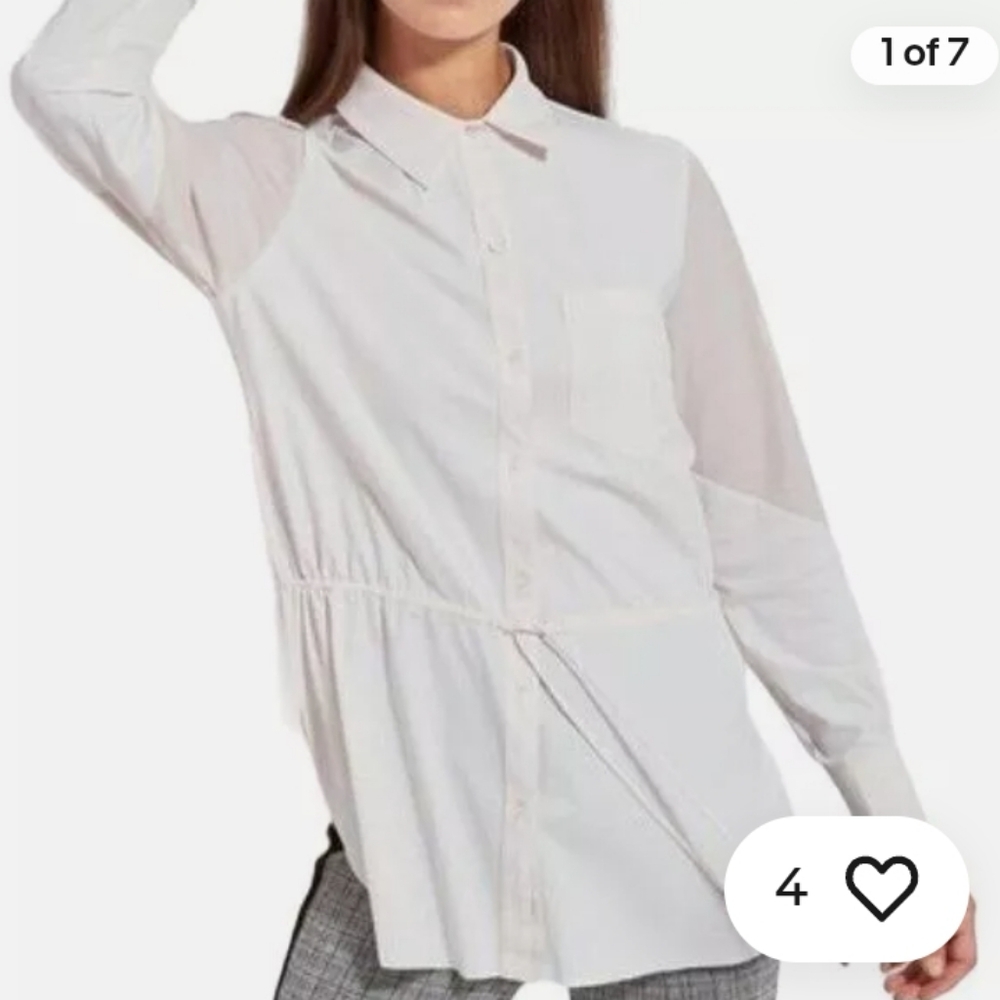 LYSSE' Elsie Color Blocked Drawstring Shirt Size S Womens Blouse Top Rose Water